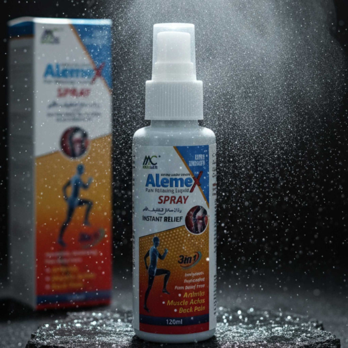 Alemex Pain Relief Spray powerful, natural, and soothing formula for body pain and inflammation.