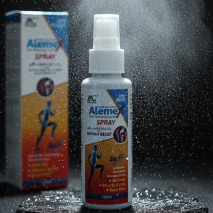 Alemex Pain Relief Spray powerful, natural, and soothing formula for body pain and inflammation.