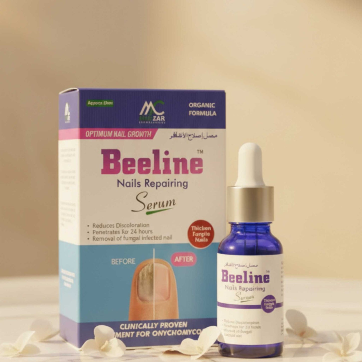 PureVante Beeline serum deeply penetrates to repair nails affected by onychomycosis and fungus.