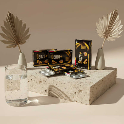 Genzo+ herbal stamina booster with natural ingredients for men’s wellness.