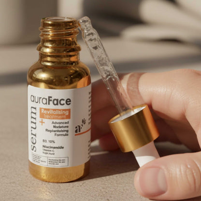 Niacinamide Serum minimizes pores and fades acne marks for clearer complexion.