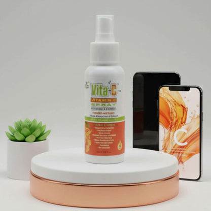 Hydrating facial mist with Vitamin C for daily skincare glow.